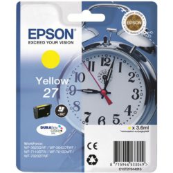 Epson Clock 27 DURABrite Ultra Ink, Ink Cartridge, Yellow Single Pack, C13T27044010
